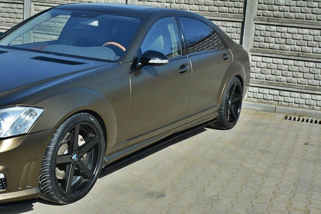 Maxton Design Seitenschweller Ansatz für MERCEDES S-KLASSE W221 AMG LWB Carbon Look