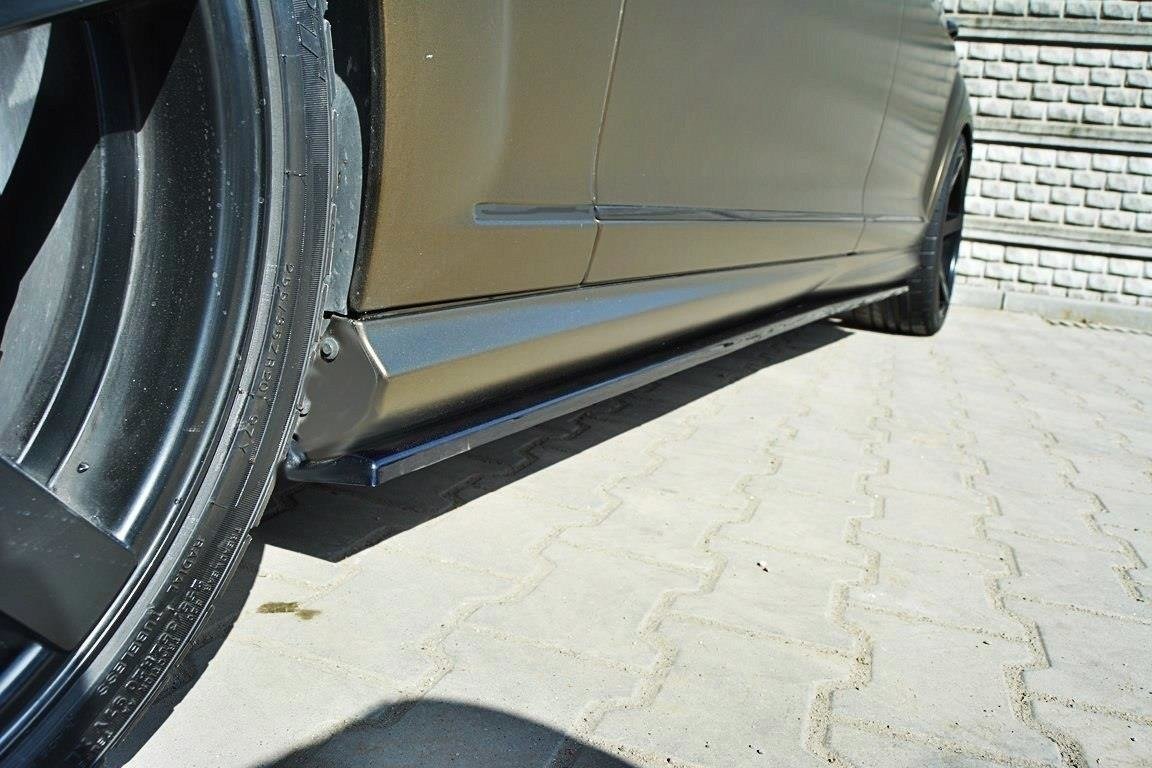 Maxton Design Street+ Seitenschweller Leisten passend für MERCEDES S-KLASSE W221 AMG LWB schwarz Hochglanz