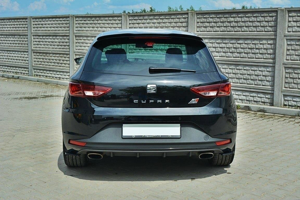 Maxton Design Heck Ansatz Flaps Diffusor passend für SEAT LEON III CUPRA / FR schwarz Hochglanz