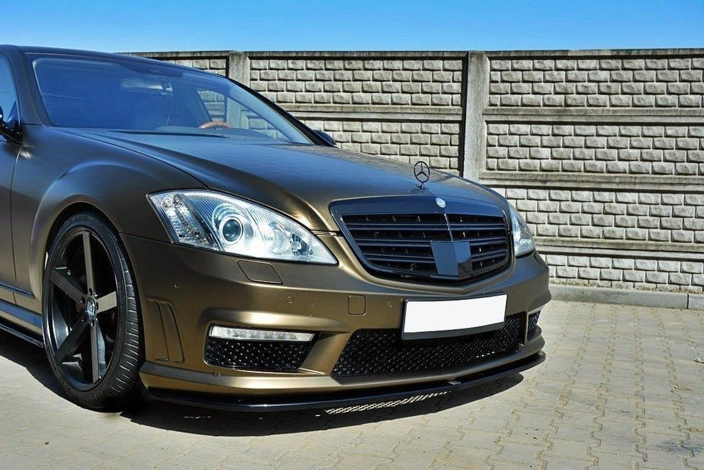 Maxton Design Street+ Spoilerlippe Front Ansatz passend für MERCEDES S-KLASSE W221 AMG schwarz Hochglanz