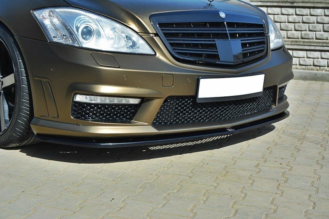 Maxton Design Street+ Spoilerlippe Front Ansatz passend für MERCEDES S-KLASSE W221 AMG schwarz Hochglanz
