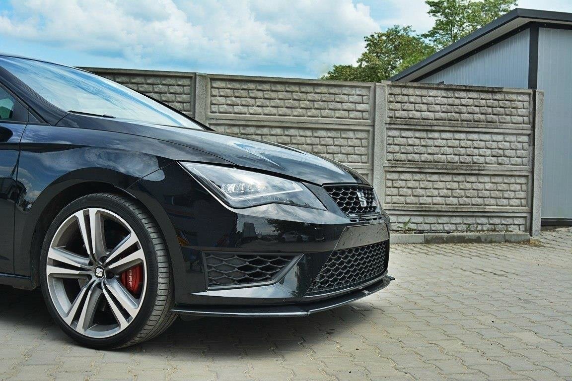 Maxton Design Street+ Spoilerlippe Front Ansatz passend für SEAT LEON III CUPRA / FR schwarz Hochglanz