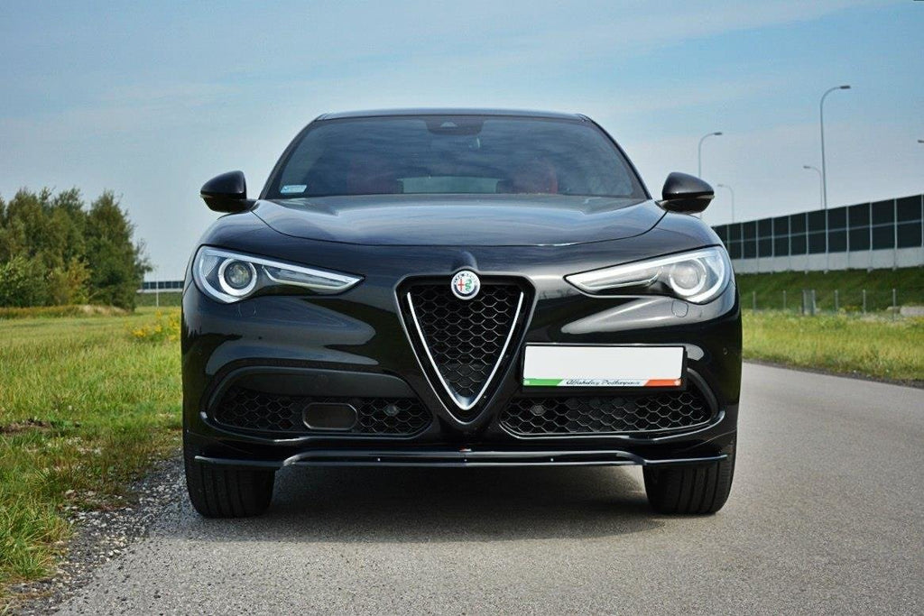 Maxton Design Street+ Spoilerlippe Front Ansatz V.2 passend für Alfa Romeo Stelvio Mk1 schwarz Hochglanz