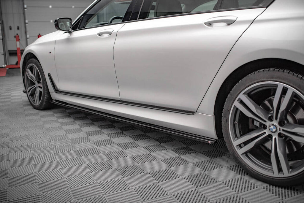 Maxton Design Street+ Seitenschweller Leisten passend für V.1 passend für BMW 7 Lang M-Paket G12 schwarz Hochglanz