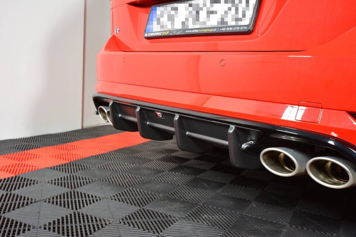 Maxton Design Diffusor Heck Ansatz passend für VW Golf R Variant Mk7 Facelift schwarz Hochglanz