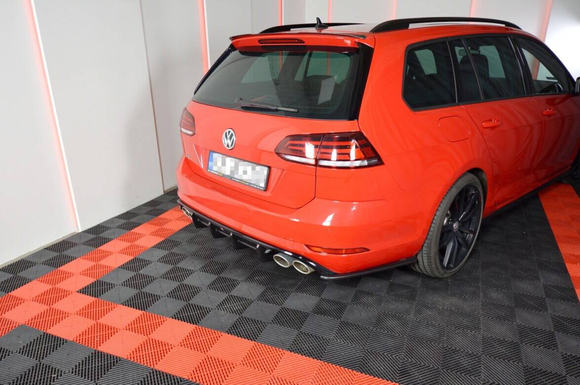 Maxton Design Diffusor Heck Ansatz passend für VW Golf R Variant Mk7 Facelift schwarz Hochglanz