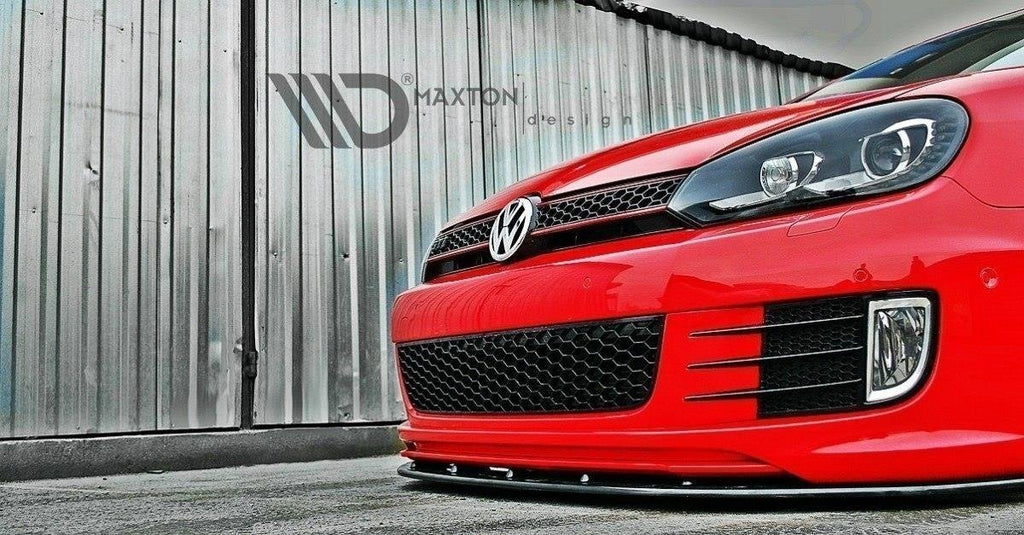 Maxton Design Street+ Spoilerlippe Front Ansatz passend für VER.2 VW GOLF 6 (FÜR GOLF GTI 35TH) schwarz Hochglanz