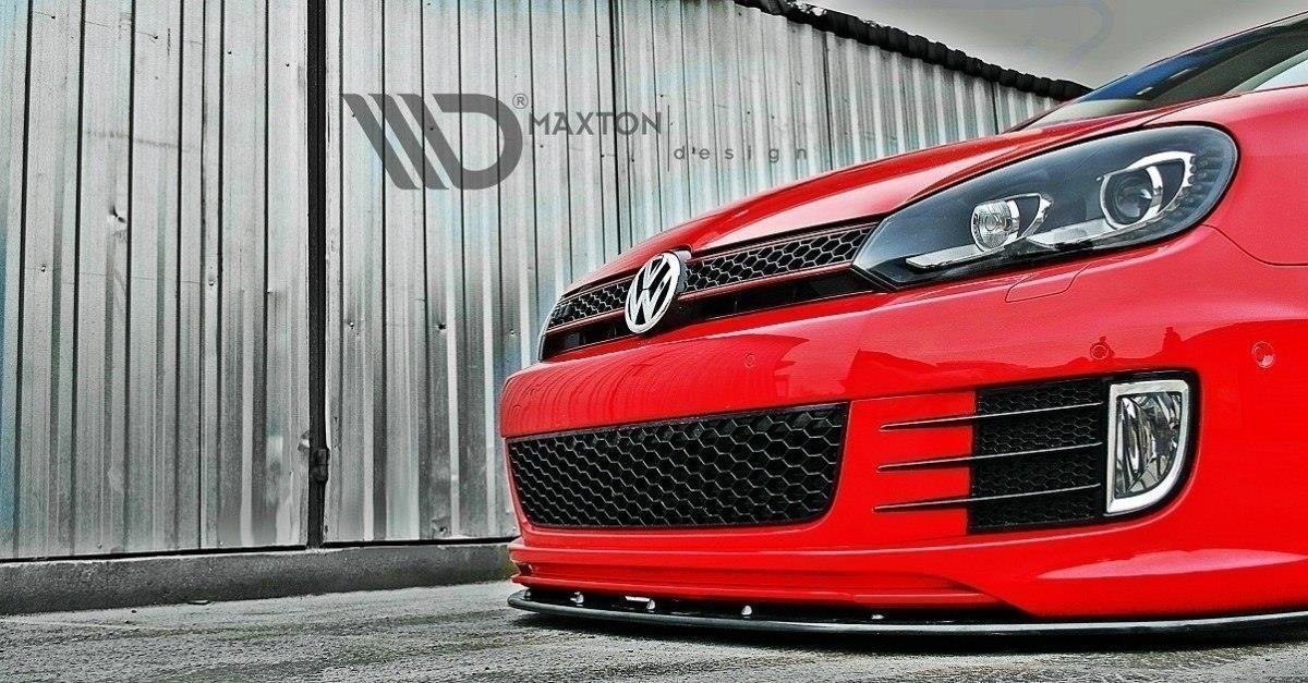 Maxton Design Street+ Spoilerlippe Front Ansatz passend für VER.2 VW GOLF 6 (FÜR GOLF GTI 35TH) schwarz Hochglanz
