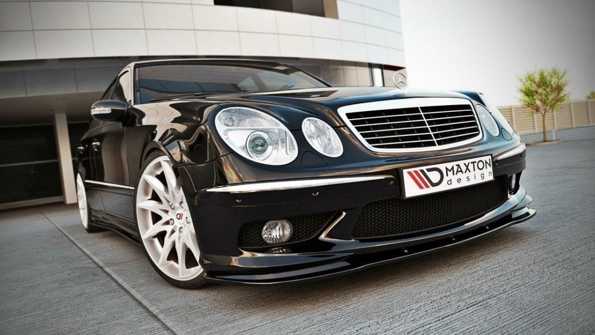 Maxton Design Street+ Spoilerlippe Front Ansatz passend für MERCEDES E W211 AMG VORFACELIFT schwarz Hochglanz