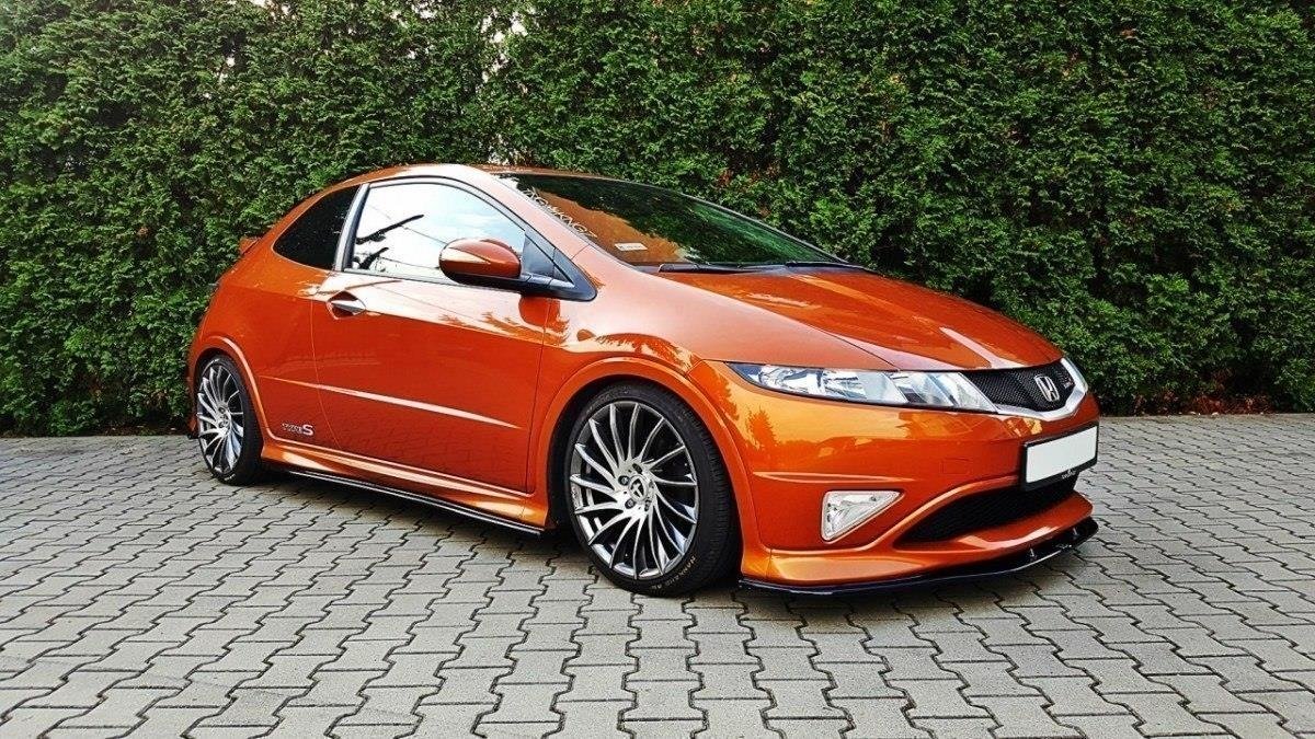 Maxton Design Street+ Spoilerlippe Front Ansatz passend für HONDA CIVIC VIII TYPE S/R schwarz Hochglanz