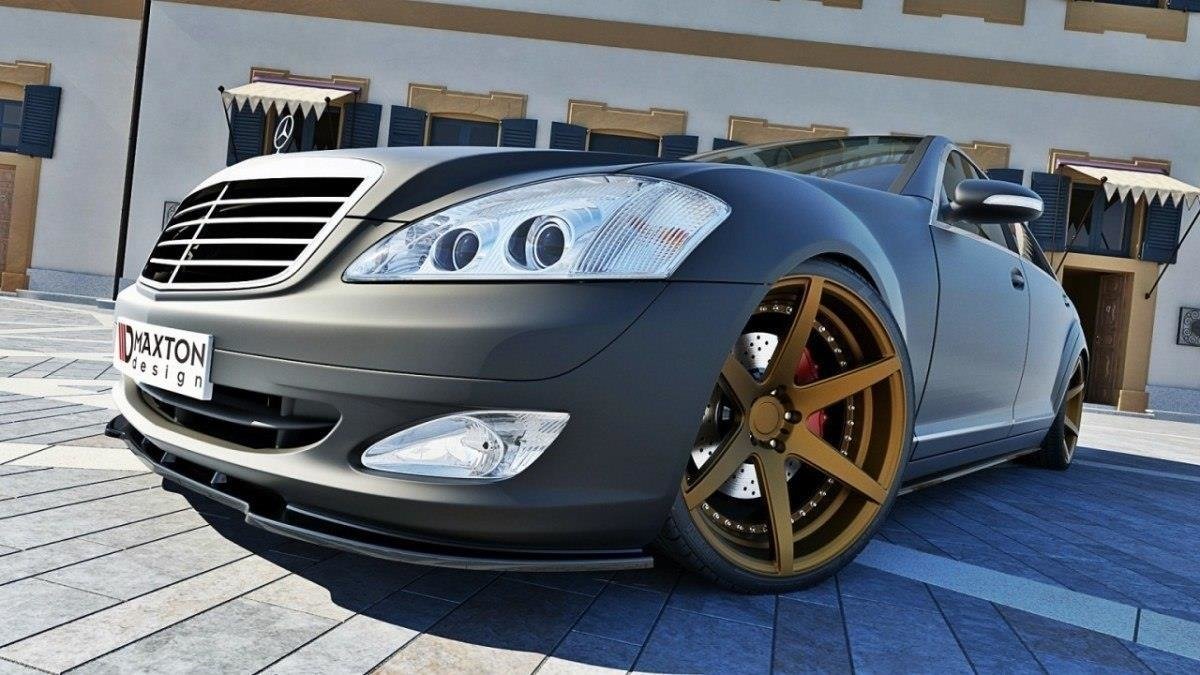 Maxton Design Front Ansatz für MERCEDES S-KLASSE W221 schwarz matt