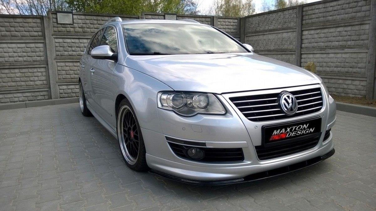 Maxton Design Street+ Spoilerlippe Front Ansatz passend für VW PASSAT B6 R-LINE schwarz Hochglanz