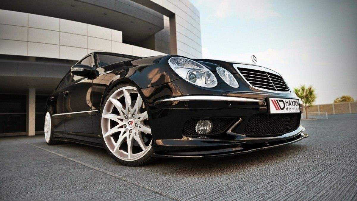 Maxton Design Street+ Spoilerlippe Front Ansatz passend für MERCEDES E W211 AMG VORFACELIFT schwarz Hochglanz