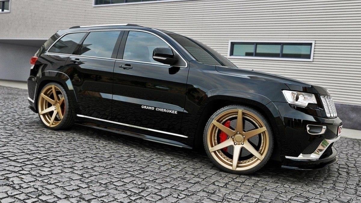 Maxton Design Seitenschweller Ansatz für Jeep Grand Cherokee WK2 Summit Facelift schwarz matt