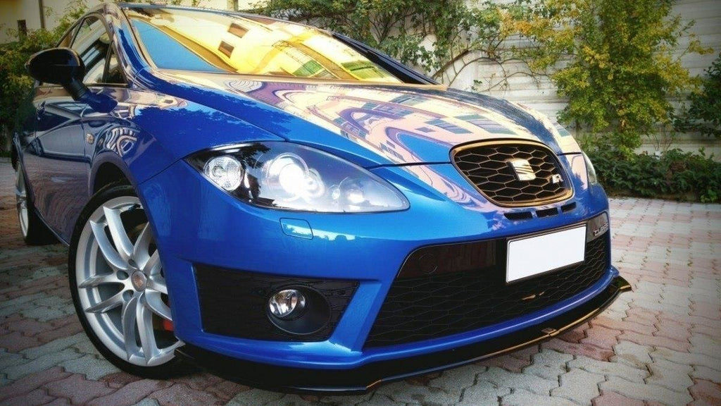 Maxton Design Street+ Spoilerlippe Front Ansatz V.1 passend für SEAT LEON MK2 CUPRA FR Facelift schwarz Hochglanz