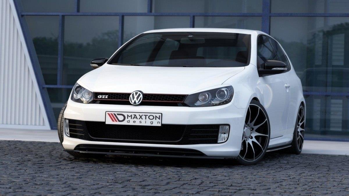 Maxton Design Street+ Spoilerlippe Front Ansatz passend für VER.2 VW GOLF 6 (FÜR GOLF GTI 35TH) schwarz Hochglanz