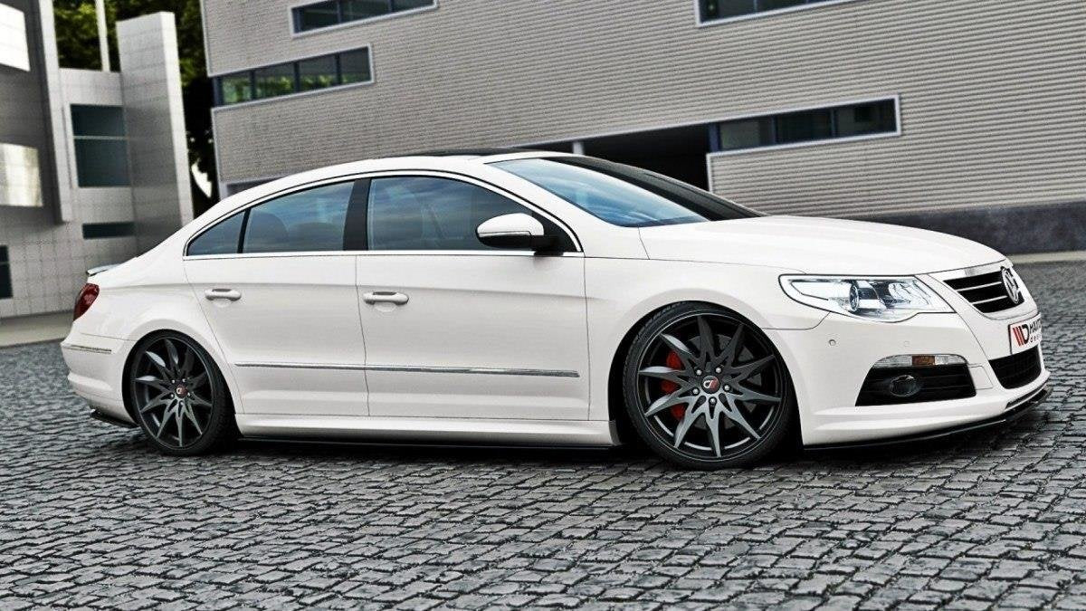 Maxton Design Street+ Seitenschweller Leisten passend für VW Passat CC R36 RLINE (vor Facelift) schwarz Hochglanz