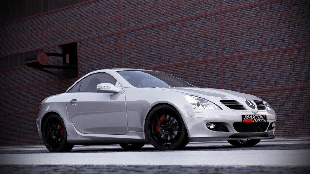 Maxton Design Street+ Spoilerlippe Front Ansatz passend für MERCEDES SLK R171 STANDARD STOßSTANGE schwarz Hochglanz