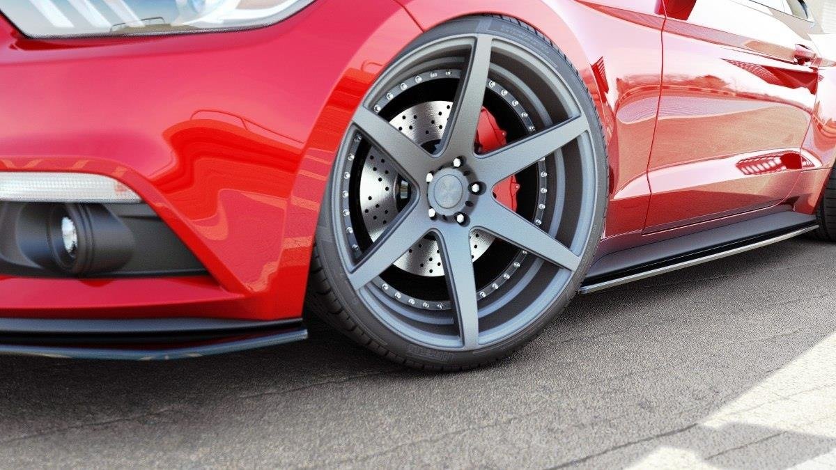 Maxton Design Street+ Seitenschweller Leisten passend für Ford Mustang Mk6 schwarz Hochglanz