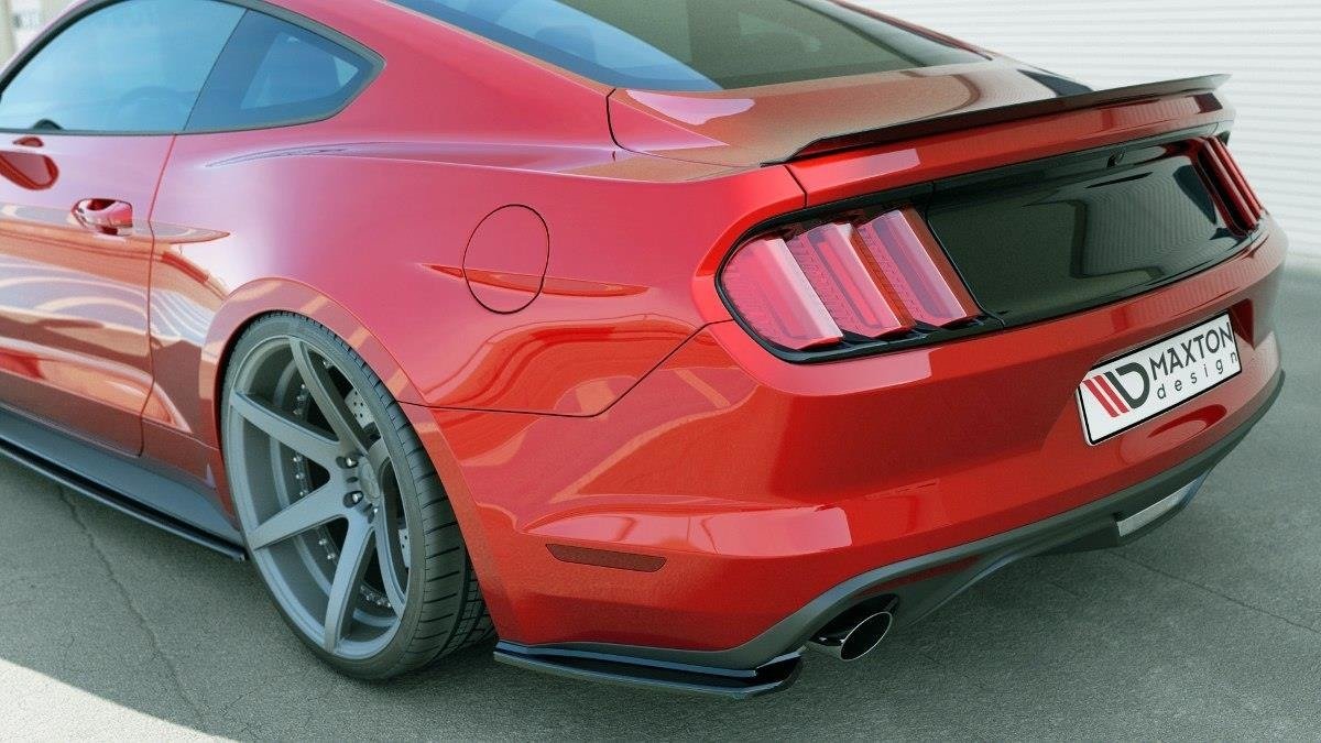 Maxton Design Heck Ansatz Flaps Diffusor passend für Ford Mustang Mk6 schwarz Hochglanz