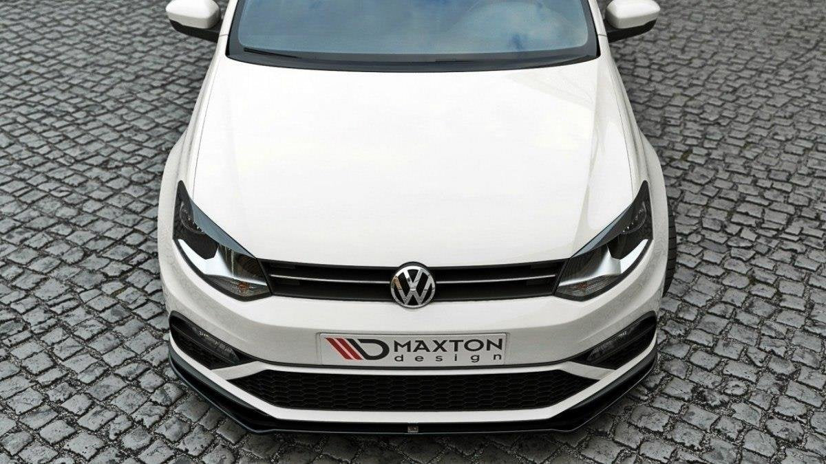 Maxton Design Street+ Spoilerlippe Front Ansatz V.2 passend für VW Polo GTI Mk5 Facelift schwarz Hochglanz