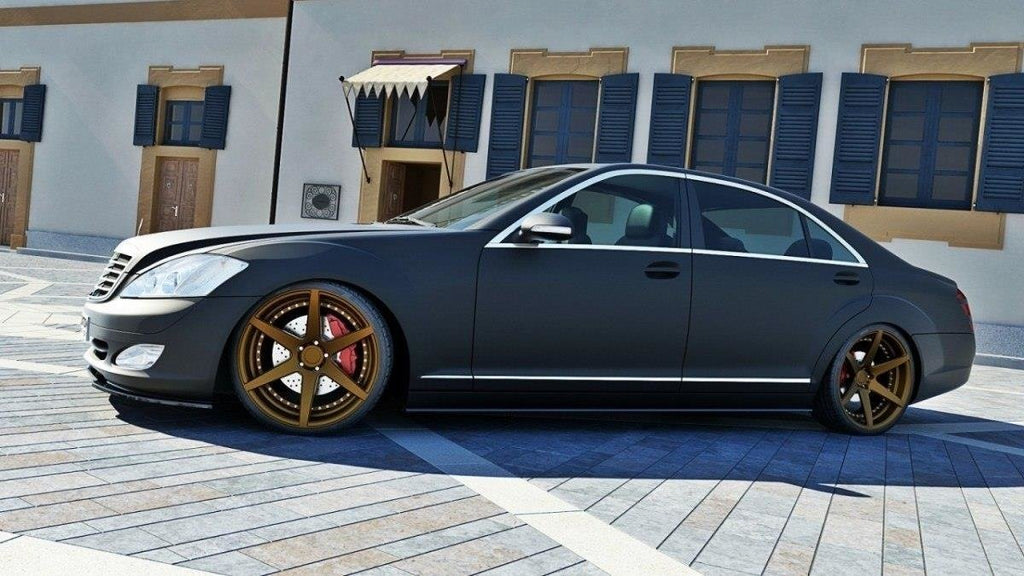 Maxton Design Street+ Seitenschweller Leisten passend für MERCEDES S-KLASSE W221 LONG schwarz Hochglanz