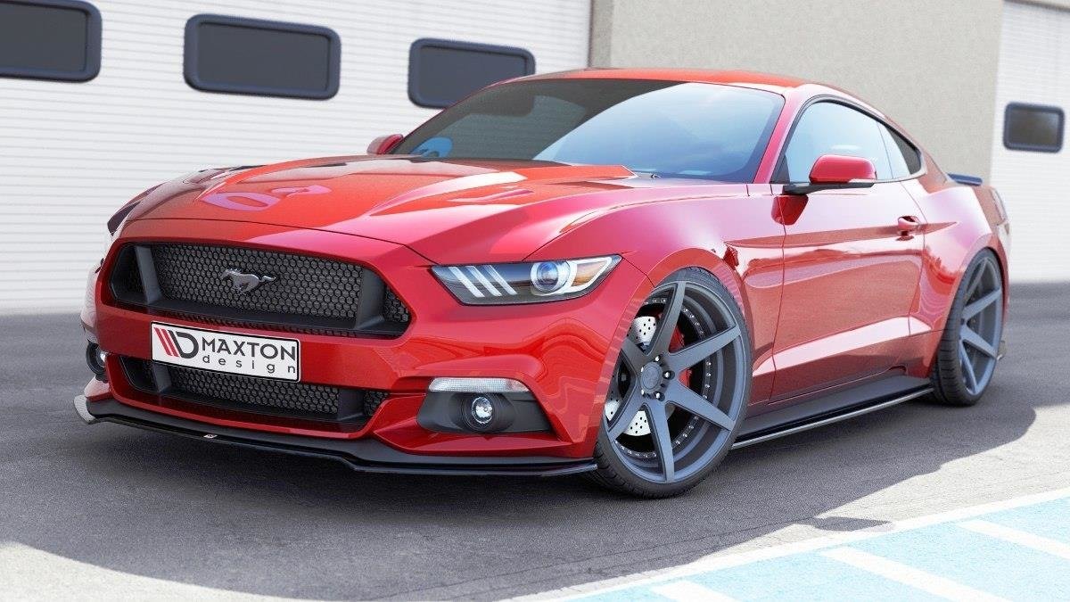 Maxton Design Street+ Spoilerlippe Front Ansatz passend für Ford Mustang Mk6 schwarz Hochglanz