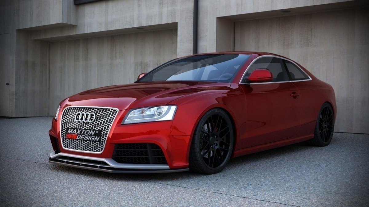 Maxton Design Street+ Spoilerlippe Front Ansatz passend für Audi RS5 8T / 8T FL schwarz Hochglanz