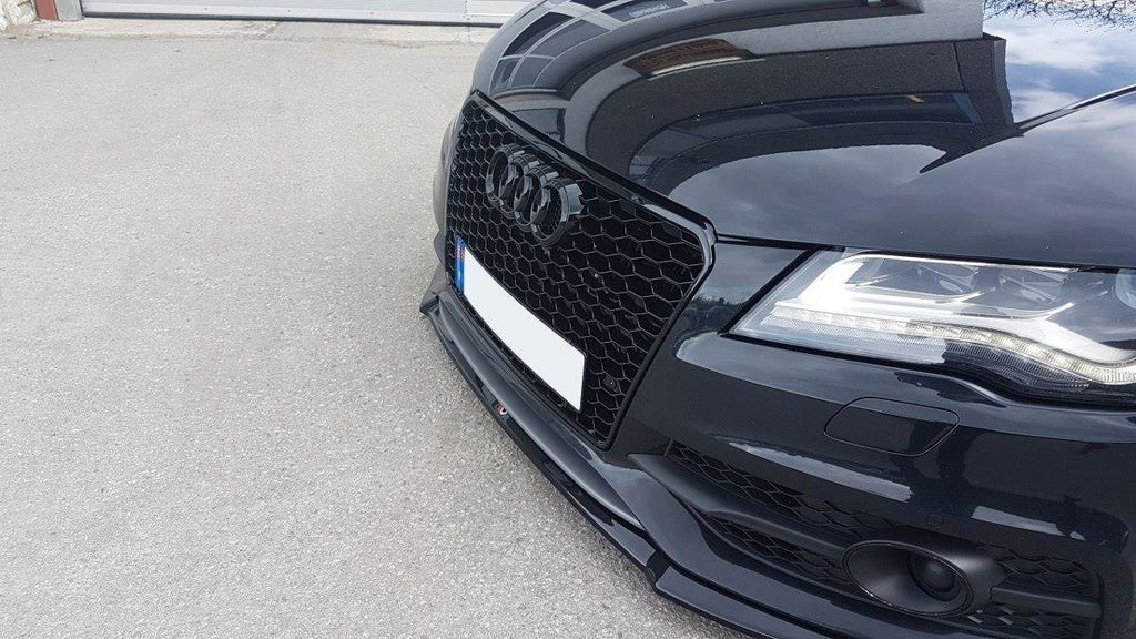 Maxton Design Street+ Spoilerlippe Front Ansatz V.1 passend für Audi S7 / A7 S-Line C7 schwarz Hochglanz