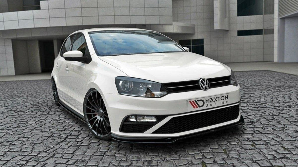 Maxton Design Street+ Spoilerlippe Front Ansatz V.2 passend für VW Polo GTI Mk5 Facelift schwarz Hochglanz