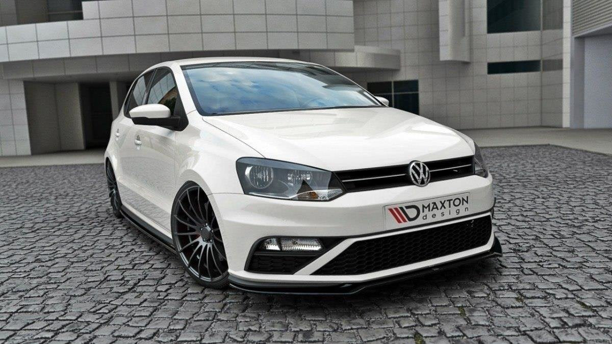 Maxton Design Street+ Spoilerlippe Front Ansatz V.2 passend für VW Polo GTI Mk5 Facelift schwarz Hochglanz
