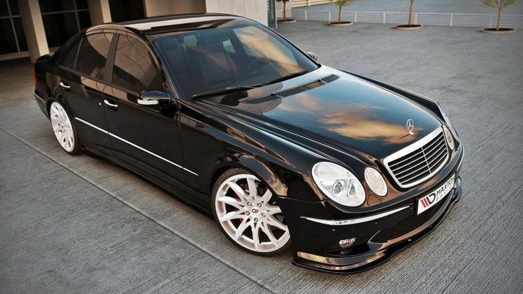 Maxton Design Street+ Spoilerlippe Front Ansatz passend für MERCEDES E W211 AMG VORFACELIFT schwarz Hochglanz