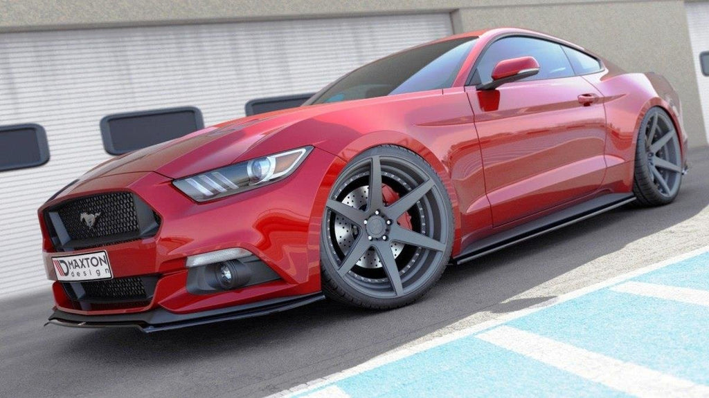 Maxton Design Street+ Spoilerlippe Front Ansatz passend für Ford Mustang Mk6 schwarz Hochglanz
