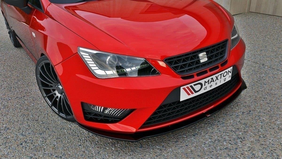 Maxton Design Street+ Spoilerlippe Front Ansatz passend für SEAT IBIZA IV CUPRA (6J) Facelift schwarz Hochglanz