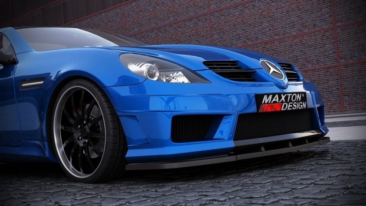 Maxton Design Street+ Spoilerlippe Front Ansatz passend für MERCEDES SLK R171 (FÜR ME-SLK-R171-AMG172-F1) schwarz Hochglanz