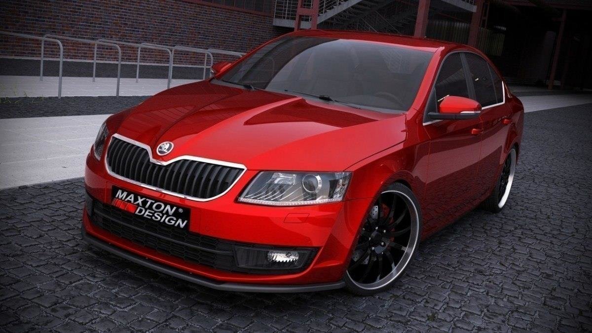 Maxton Design Street+ Spoilerlippe Front Ansatz V.1 passend für Skoda Octavia Mk3 schwarz Hochglanz