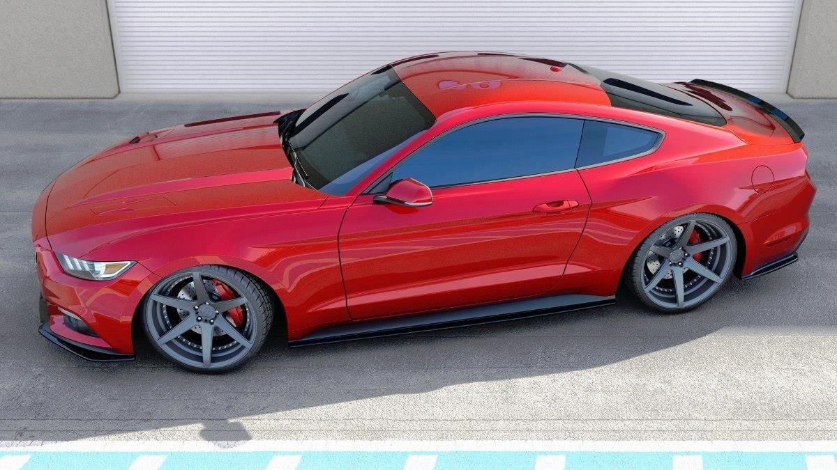 Maxton Design Street+ Seitenschweller Leisten passend für Ford Mustang Mk6 schwarz Hochglanz