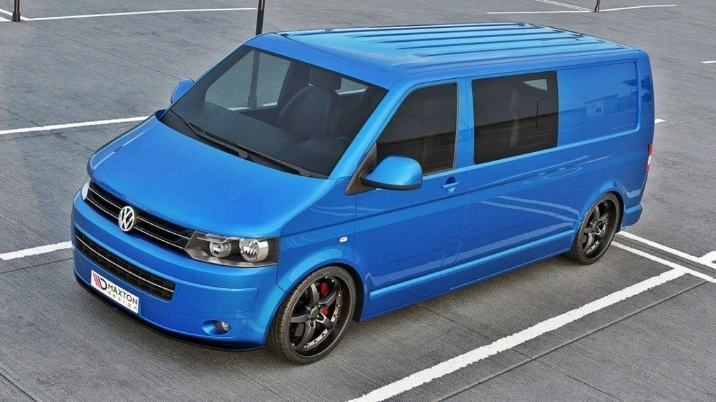 Maxton Design Street+ Spoilerlippe Front Ansatz passend für VW T5 Facelift ver.2 schwarz Hochglanz