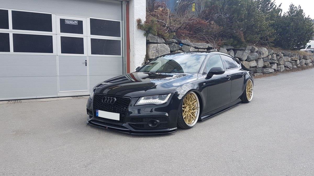 Maxton Design Street+ Spoilerlippe Front Ansatz V.1 passend für Audi S7 / A7 S-Line C7 schwarz Hochglanz