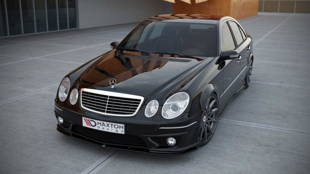 Maxton Design Street+ Spoilerlippe Front Ansatz passend für MERCEDES E W211 AMG FACELIFT schwarz Hochglanz