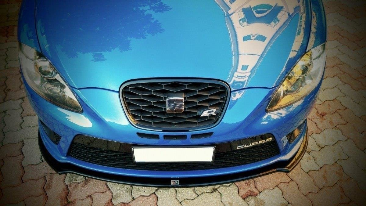 Maxton Design Street+ Spoilerlippe Front Ansatz V.1 passend für SEAT LEON MK2 CUPRA FR Facelift schwarz Hochglanz