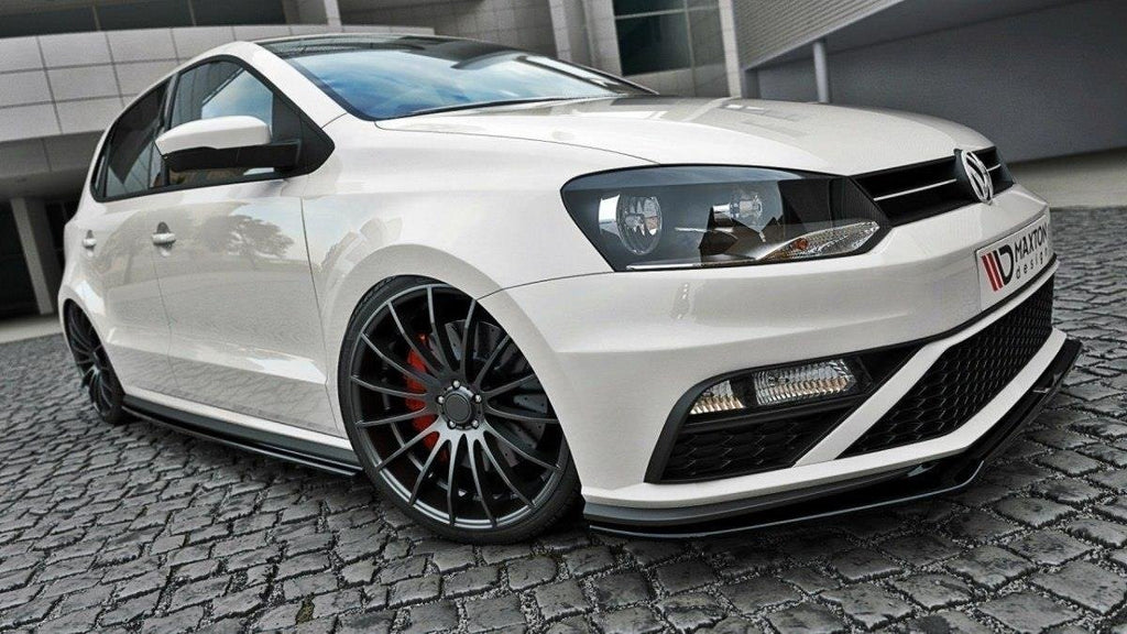 Maxton Design Street+ Spoilerlippe Front Ansatz V.2 passend für VW Polo GTI Mk5 Facelift schwarz Hochglanz