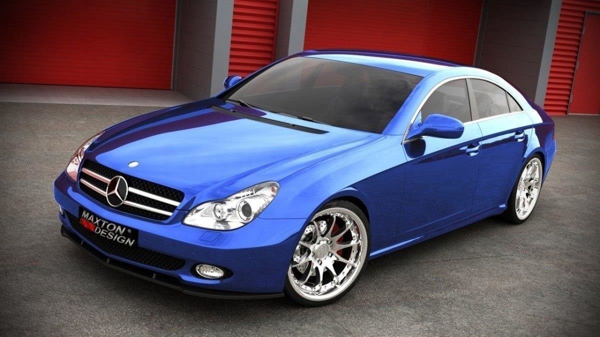 Maxton Design Street+ Spoilerlippe Front Ansatz passend für MERCEDES CLS C219 Serie schwarz Hochglanz