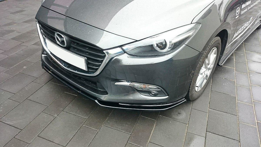 Maxton Design Street+ Spoilerlippe Front Ansatz passend für v.1 Mazda 3 BN (Mk3) Facelift schwarz Hochglanz