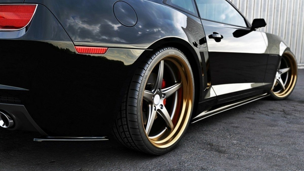Maxton Design Heck Ansatz Flaps Diffusor für CHEVROLET CAMARO V SS - EU, US VERSION (vor Facelift) Carbon Look