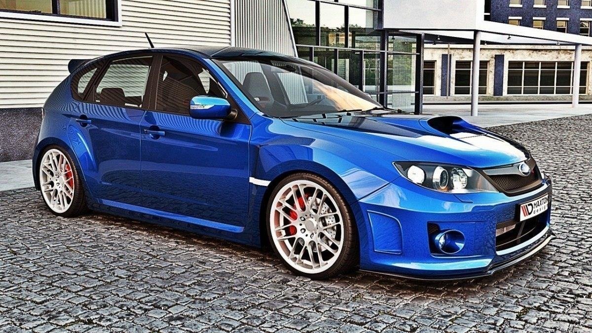 Maxton Design Street+ Spoilerlippe Front Ansatz V.1 passend für Subaru Impreza WRX STI MK3 Facelift schwarz Hochglanz
