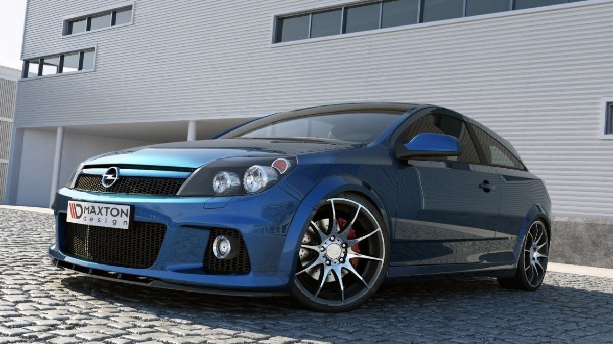 Maxton Design Street+ Spoilerlippe Front Ansatz passend für OPEL ASTRA H OPC / VXR Nurburg schwarz Hochglanz