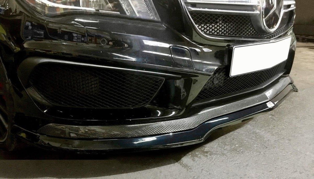 Maxton Design Street+ Spoilerlippe Front Ansatz passend für v.1 MERCEDES CLA 45 AMG C117 (vor Facelift) schwarz Hochglanz
