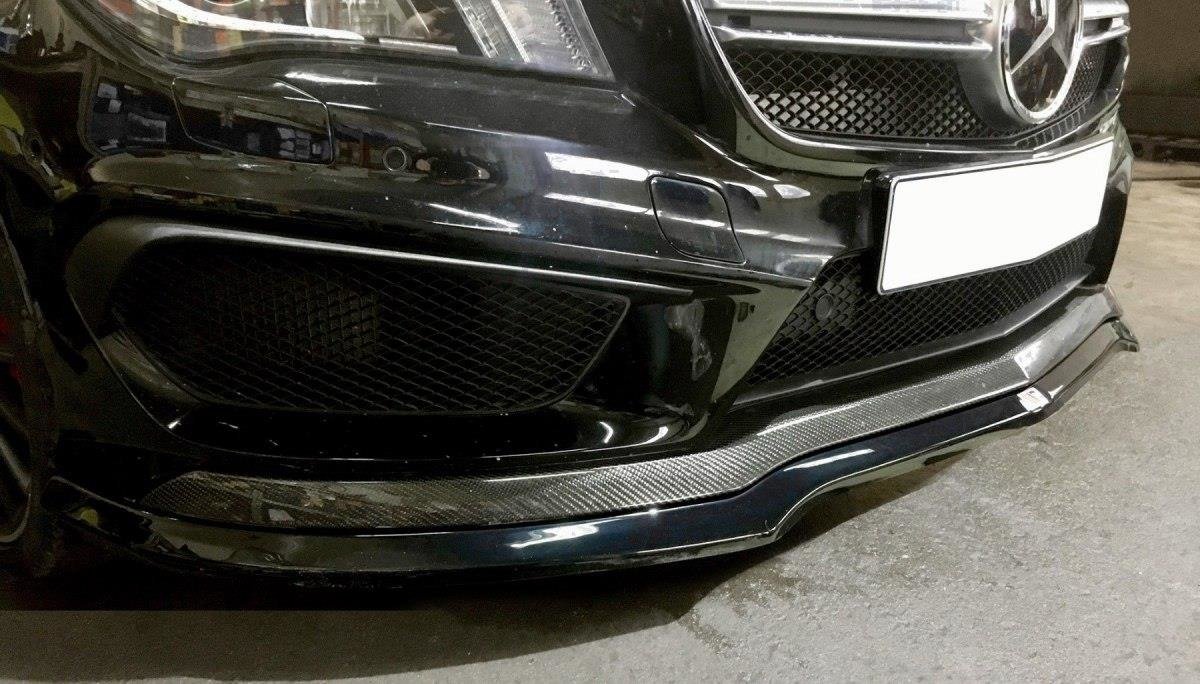 Maxton Design Street+ Spoilerlippe Front Ansatz passend für v.1 MERCEDES CLA 45 AMG C117 (vor Facelift) schwarz Hochglanz
