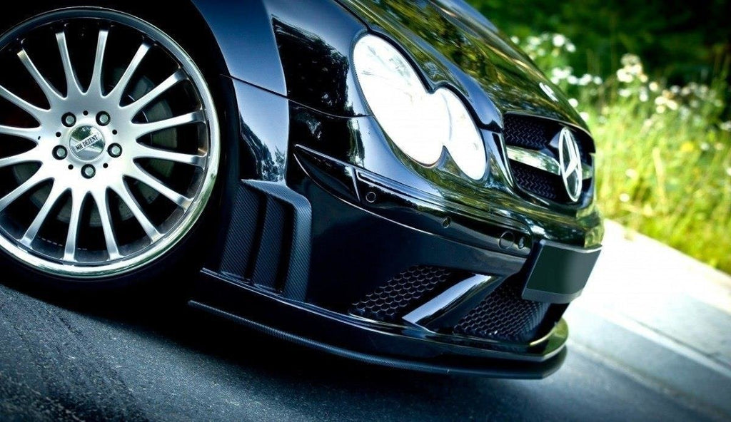 Maxton Design Street+ Spoilerlippe Front Ansatz passend für MERCEDES CLK W209 BLACK (SL BLACK SERIES LOOK) schwarz Hochglanz